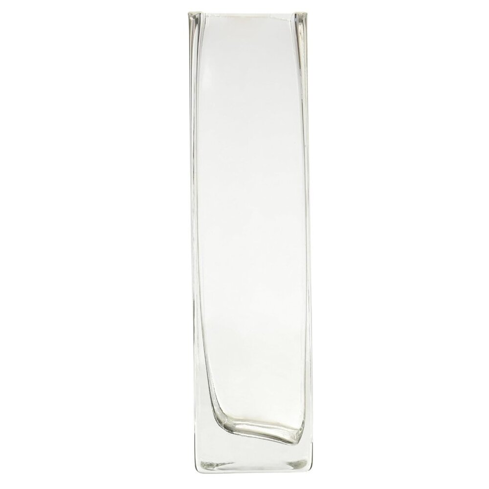 Clear Square Bud Block Glass Vase, 2 by 8-Inch